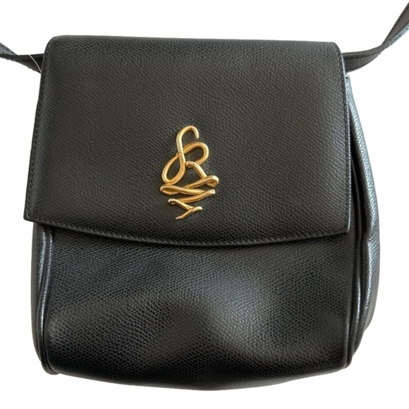 SONIA Rykiel Paris black cross-body black leather handbag with gold hardware - Picture 1 of 6